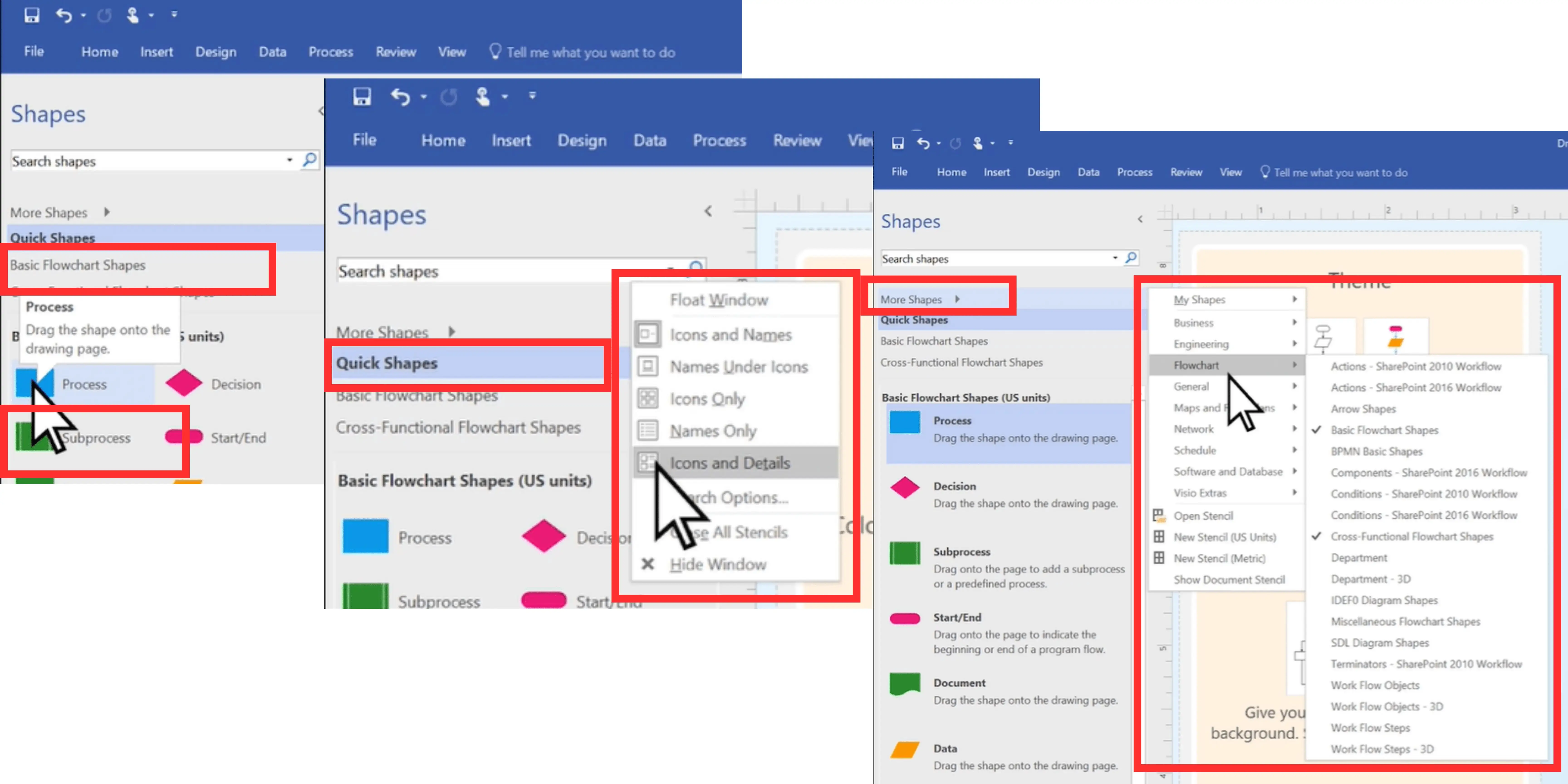 Membuat bentuk kotak judul di Microsoft Visio